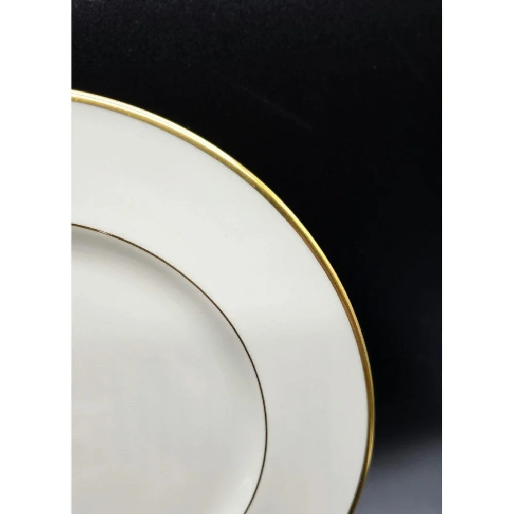 Lenox Mansfield Ivory Bread Dessert Plates with Gold Trim Set of 3 6.5